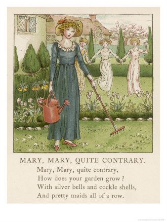 kate-greenaway-mary-mary-quite-contrary-how-does-your-garden-grow Mary Mary Quite Contrary, Mary Quite Contrary, Kate Greenaway, Mary Mary, Sweet William, Wild Strawberries, Flower Seeds, Nursery Rhymes, Black Bird