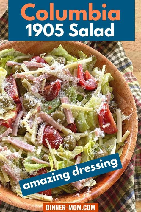 Make the original Columbia 1905 Salad and dressing recipe at home! You don't have to visit the restaurant to enjoy this hearty chef's salad with a zesty garlic vinaigrette. It's easy to make and low-carb too! 1905 Columbia Salad, The Columbia 1905 Salad, Columbia 1905 Salad Recipe, Carrabas Salad Dressing, Columbia Restaurant 1905 Salad, 1905 Salad Dressing, 1905 Salad Recipe Columbia, Columbia 1905 Salad, Columbia Salad