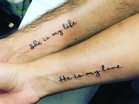 4 Better 4 Worse 4 Life Tattoo Ideas, Honeymoon Tattoo, Husband And Wife Tattoos Unique, Couples Tats, Couple Tattoo Quotes, Marriage Tattoos, Couple Tattoos Unique Meaningful, Him And Her Tattoos, Partner Tattoos