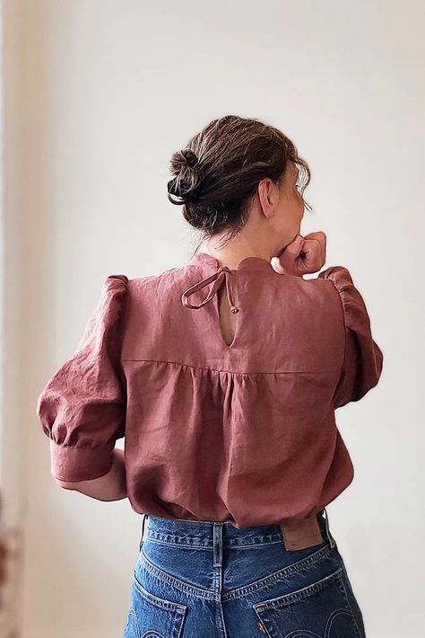 Regalia Blouse Sewing Pattern (PDF) Linen Shirt Pattern, Blouse Tutorial, Blouse Sewing Pattern, Blouse Sewing, Shirt Sewing Pattern, Handmade Wardrobe, Paper Sewing Patterns, Blouse Pattern Sewing, Top Sewing Pattern