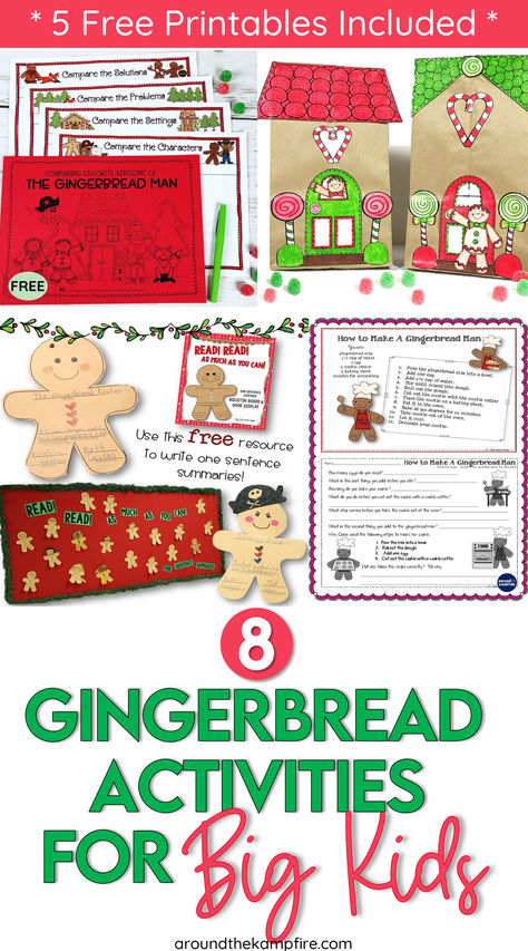 Gingerbread man activities for big kids in 2nd grade, 3rd grade and 4th grade. Christmas Centers 2nd Grade, The Gingerbread Man Craft, Holiday Activities For 2nd Grade, Gingerbread School Activities, Gingerbread Classroom Transformation, Gingerbread Games For Kids, 2nd Grade Christmas Activities, Gingerbread Stem Activities, Gingerbread Learning Activities