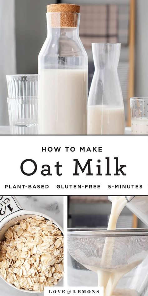 Make Oat Milk, Oat Milk Recipe, How To Make Oats, Dairy Recipes, Pudding Chia, Tofu Scramble, Vegan Milk, Special Diet, Dairy Free Milk