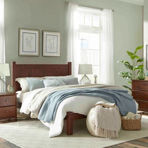 Shaker Bedroom, Idea Bilik Tidur, Reka Bentuk Bilik Tidur, Dark Wood Bedroom, Dark Wood Furniture, Hiasan Bilik Tidur, Wood Bedroom Furniture, Solid Wood Platform Bed, Brown Furniture