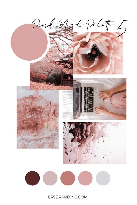 Brand Color Inspiration Mood Boards, Color Inspo Mood Boards, Feminine Branding Logo Color Palettes, Calm Graphic Design, Romance Color Palette, Colour Mood Boards, Color Palette Feminine, Pink Color Palettes, Pink Mood Board