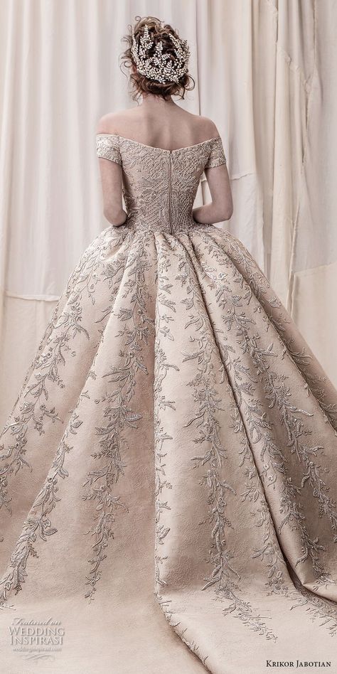 krikor jabotian spring 2018 bridal off the shoulder straight across neck full embellishment champagne gold princess ball gown a line wedding dress royal train (06) zbv Champagne Gold Wedding Dress, Wedding Dresses Ball Gown Princess, Champagne Gold Wedding, Krikor Jabotian, Wedding Dress A Line, Gold Wedding Dress, Ball Gowns Princess, Trendy Wedding Dresses, Princess Ball Gowns