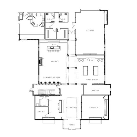 Clubhouse Feature: Berkley House | Crimson Design Group | Interior Design Columbus, OH Club House Plan Architecture, Club House Design Plan, Clubhouse Floor Plan, Apartment Club House Design, Community Club House Design Plan, Clubhouse Design Architecture Plan, Clubhouse Architecture Design, Club House Design Clubhouses, Neighborhood Clubhouse