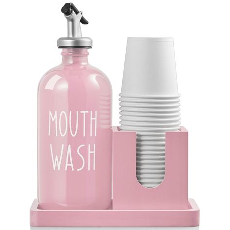 PRICES MAY VARY. Modern Farmhouse Bathroom Decor: Designed with the sleek text and rustic look style, our mouthwash dispenser will surely add a country charm to your bathroom vanities and countertops. This mouthwash dispenser for bathroom fit perfectly with any bathroom decor and accessories.(Paper Cups NOT Included) Pouring is Easier: Compared with the other mouthwash pump dispensers, the pourer of the bottle is upgraded with a flip cap pourer which is much more accurate to use, both in pouring Wood Cup Holder, Container Farmhouse, Modern Farmhouse Bathroom Decor, Mouthwash Dispenser, Teen Bathrooms, Apartment Accessories, Wood Cup, Mouth Wash, Girly Bathroom