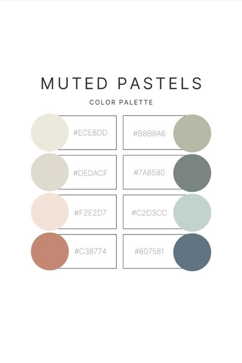 Color palette for Instagram cover; Muted color palette; best color palette for spring; muted pastels color palette for posting on social media--Instagram, Facebook, TikTok; with hex number codes Muted Pastel Color Palette, Pastels Color Palette, Color Coding Notes, Number Codes, Color Hunt, Muted Pastels, Website Color Palette, Pastel Color Palette, Color Design Inspiration