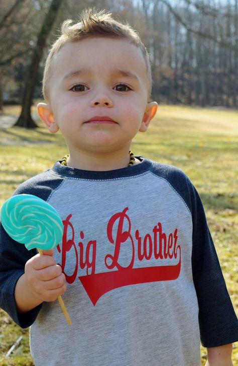 This is a custom Baseball big brother shirt for your baseball fan or perfect for a pregnancy announcement!  This shirt is made to order we can customize the numbers and your child's name!   The navy (denim)/grey is the shirt pictured it is NOT a true navy and is vintage style and can look dark grey in some lighting.  **Please Note that 12-24M raglans with grey bodies are a tad bit darker grey** Big Bro Shirt, New Big Brother, Big Brother Tshirt, Big Brother Shirt, Hospital Outfit, Boys Tops, Brother Shirts, Pregnancy Announcement Shirt, Baseball Fan