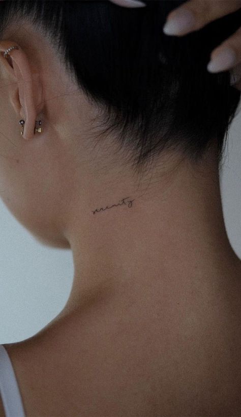 Tattoos Body Image, Small Image Tattoos For Women, Very Small Heart Tattoo, Dainty Spanish Tattoo, Small Design Tattoos For Women, Perfect Small Tattoos, It’s Written Tattoo, Behind Next Tattoo, Aestethic Tattoos For Women