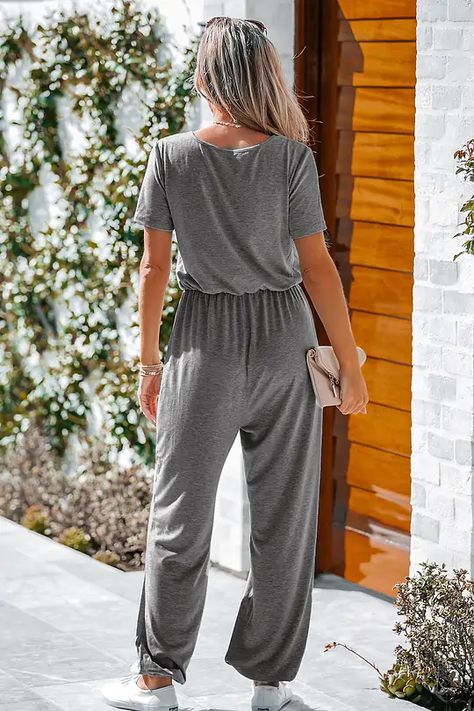 Jumpsuits & Rompers - Cupshe Jogger Jumpsuit, Comfy Travel, Surplice Neckline, Make Memories, Jumpsuit Romper, Cardigans, Jumper, Women's Clothing, Perfect Fit