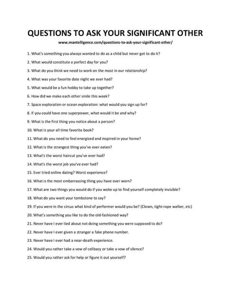 downloadable and printable list of QUESTIONS TO ASK YOUR SIGNIFICANT OTHER Boyfriend Questions, Deep Conversation Topics, Conversation Starter Questions, Cute Questions, Questions To Get To Know Someone, Intimate Questions, Deep Questions To Ask, Hobbies To Take Up, Questions To Ask Your Boyfriend