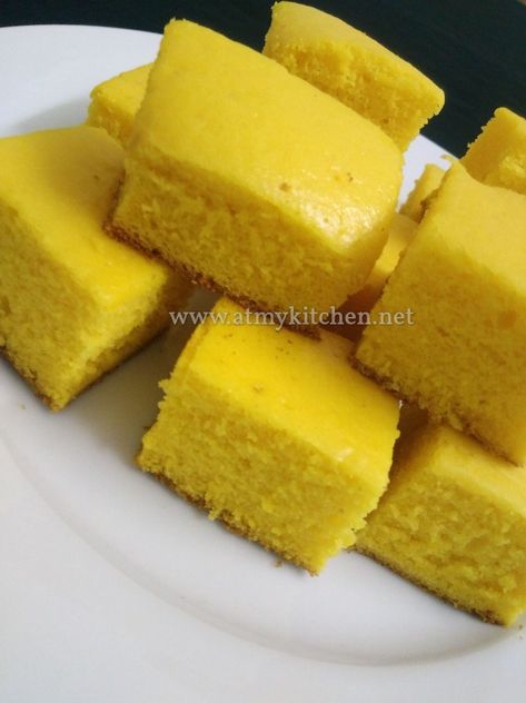 Custard powder cake recipe / Eggless custard powder cake recipe/ Eggless custard cake recipe – At My Kitchen Cake Fondant Recipe, Custard Powder Recipes, Eggless Custard, Cake Recipe Eggless, Magic Custard Cake, Custard Cake Recipes, Easy Custard, Powder Cake, Dhokla Recipe