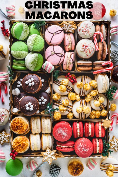 Holiday Macarons Christmas, Christmas Flavor Macarons, Macaron Recipe Christmas, Christmas Macaroons Recipe, Holiday Macarons Flavors, Christmas Macarons Recipe, Christmas Macaron Flavors, Christmas Macarons Flavors, Christmas Macarons Decoration