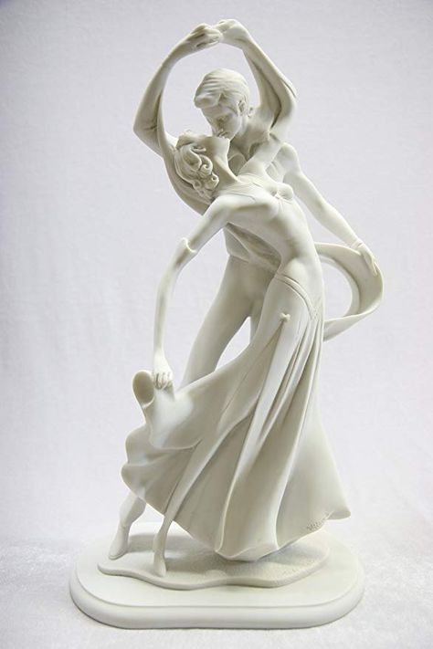 18" Romantic Couple of Kiss Dancer Dance Statue Sculpture Figurine Art Deco By Vittoria Collection Made in Italy Italy Statues, Dancing Statue, Kissing Statue, Sculpture Lovers, Romantic Sculpture, Statue Couple, Two People Dancing, Lovers Statue, Dancer Statue