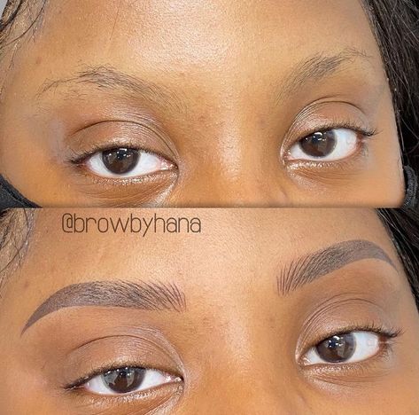 Eyebrow Shapes Black Women, Brow Shading Tattoo, Brow Tint Black Women, Eyebrow Shaping Black Women, Eye Brow Tint Black Women, Tinted Brows Black Women, Above Eyebrow Tattoo Women, Ombre Brows Black Women, Microblading Eyebrows Black Women