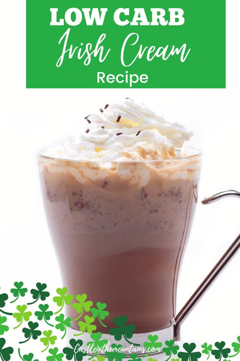 Low Carb Irish Cream Recipe - Sugar Free Keto Cocktail Mix. The Low Carb Irish Cream Recipe has all of the flavors you love and zero sugar. Keeps beautifully so you can have Keto Cocktails anytime. #easyketo #castleinthemountains #ketococktails Baileys Irish Cream Recipes, Irish Cream Recipe, Keto Cocktails, Irish Country, Keto Drink, Baileys Irish Cream, Cocktail Mix, Unsweetened Almond Milk, Irish Cream