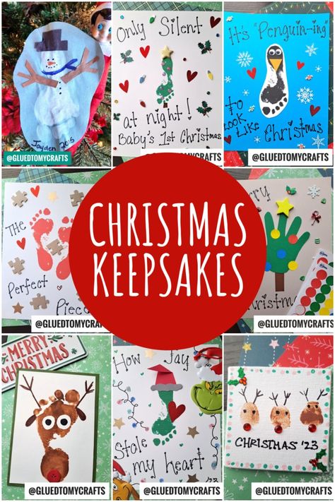 Creative Christmas Handprint & Footprint Keepsake Ideas - Glued To My Crafts Christmas Footprint Crafts For Babies, Toddler Christmas Keepsake, Christmas Footprint Crafts, Baby Footprints Christmas, Baby Footprint Keepsake, Baby Handprint Crafts, Baby Christmas Crafts, Handprint Christmas Tree, Christmas Handprint Crafts