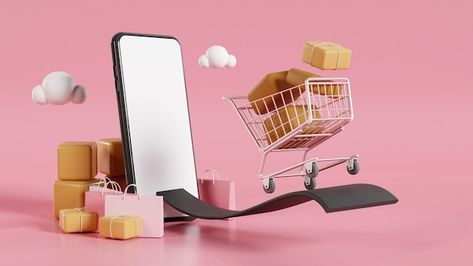 Ecommerce Background Image, Shopping Wallpaper Backgrounds, Online Shopping Aesthetic, Lohri Hampers, Online Shopping Design, Shopping Graphic, Smartphone Concept, Motion Design Trends, Shopping Photos