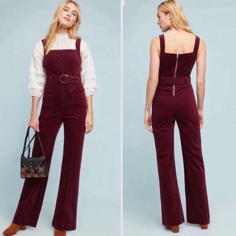 Anthropologie Pilcro And The Letter Press Maroon Velvet Jumpsuit Is A Size 2. Nwt Approximate Measurements (Flat Lay) Pit To Pit: 15” Waist: 14”, Adjustable With Belt Hips: 16” Inseam: 31” Top To Inseam Start: 23” Full Length: 59” Tags: Fall, Winter, 70’s, 60’s, Y2k, Retro, Hippie, Bohemian, Overalls, Classic, Coastal Cowgirl, Modern, Vintage Fitted Flare Overalls, 70s Style Jumpsuit, 60s Overalls Outfit, 1920s Overalls, Bohemian Overalls, Overalls 70s, Classic Coastal, Boho Jumpsuit, Overalls Outfit