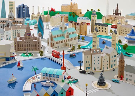 Paper Cities on Behance Cardboard City, Paper Towns, Paper City, Low Poly Art, Paper Model, Paper Houses, Event Ideas, Map Design, Kirigami