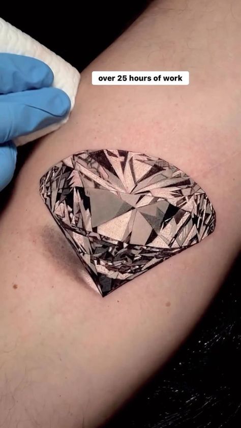 Double Black Diamond Tattoo, No Pressure No Diamonds Tattoo, Diamond Rose Tattoo, Gold Bar Tattoo, Diamond And Rose Tattoo, Diamond Tattoo Designs Men, Gemstone Tattoo Realistic, Realistic Diamond Tattoo, Diamond Tattoo Designs For Women