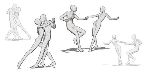 Base Drawing Dancing, Tango Dance Drawing Reference, People Dancing Art Reference, 2 People Dancing Drawing Reference, Art Poses Dancing, Bending Legs Drawing, Dancing With Someone Reference, Waltz Dancing Poses Drawing, 2 People Poses Drawing Reference Dancing