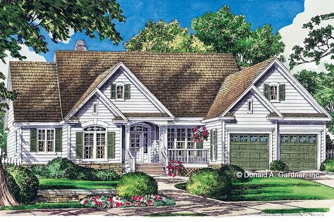 House Plan 2865-00309 - Country Plan: 2,259 Square Feet, 4 Bedrooms, 3 Bathrooms Manor Floor Plan, One Level House Plans, Cottage House Plan, Cottage Floor Plans, Porch House Plans, Roof Construction, Cottage Style Homes, Country House Plan, Cottage Plan