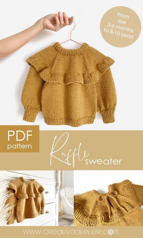 Kids Sweater Pattern, Sweater Tutorial, Crochet Sweater Design, Cozy Crochet Patterns, Knit Baby Sweaters, Knitted Baby Clothes, Sweater Crochet Pattern, Sweater Knitting Patterns