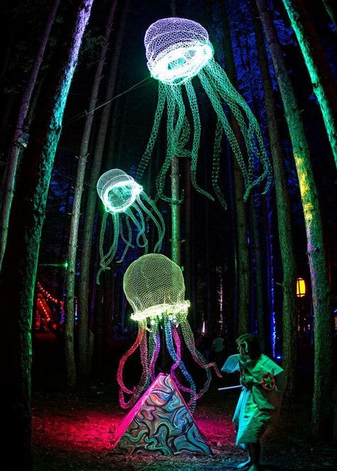 Forest Moodboard, Jellyfish Lights, Forest Festival, Electric Forest Festival, Electric Forest, Festival Decor, River Delta, Psy Art, Party Mode