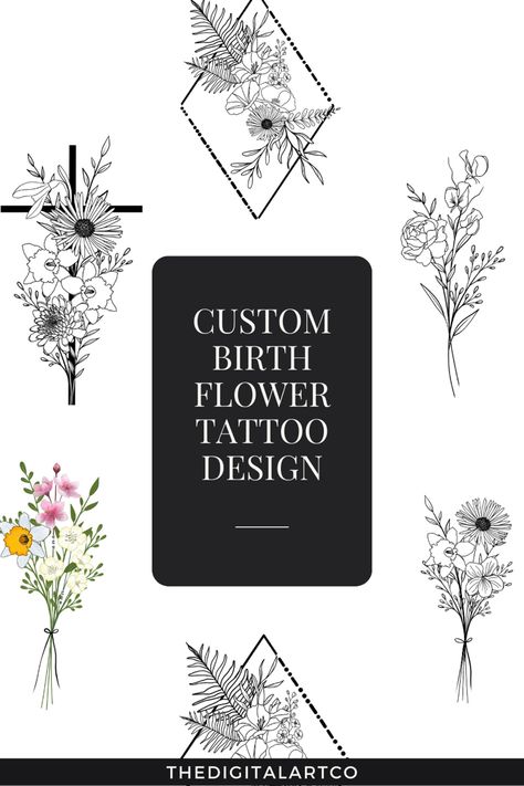 Choose the birth month flower from our list and get yourself a custom tattoo with your family flowers in it. Birth flower Flower names with months: January- Carnation/ Snowdrop  February- Violet/ Iris March- Daffodil/ Sakura Cherry Blossom  April- Daisy / Sweer Pea May - Lily of the valley/ Hawthrone June- Rose/ HoneySuckle July - water Lily/ Laskpur August - Poppy/ Gladiolus  September- Morning glory / Aster October - Cosmos/ Marigold November- Chrysanthemum/ Poeny December- Narcissus / Holly #BirthFlowerTattoo #PersonalizedInk #FloralSymbolism #CustomTattooDesign #BirthdayTattoo #InkYourStory #BotanicalTattoo #UniqueBodyArt #tattooartist #tattoosforwomen #tattoogirls #tattooideas #birthflower #birthmonth #birthdaytattoos March September October Flower Tattoo, Aster And Iris Flower Tattoo, Aster And Snowdrop Tattoo, June And January Flower Tattoo, March Flower Tattoo With Name, May June July Flower Tattoo, March And April Flower Tattoo, June And December Birth Flower Tattoo, January And September Flower Tattoo Together