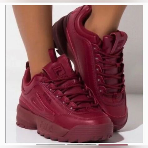 Maroon Fila Disruptor Ii Autumn Sneakers Size 7. 5 No Box Autumn Sneakers, Reebok Princess, Fila Disruptor Ii, Fila Disruptor, Fila Disruptors, Women's Casual Shoes, Athletic Shoes Nike, Adidas Athletic Shoes, Fila Shoes