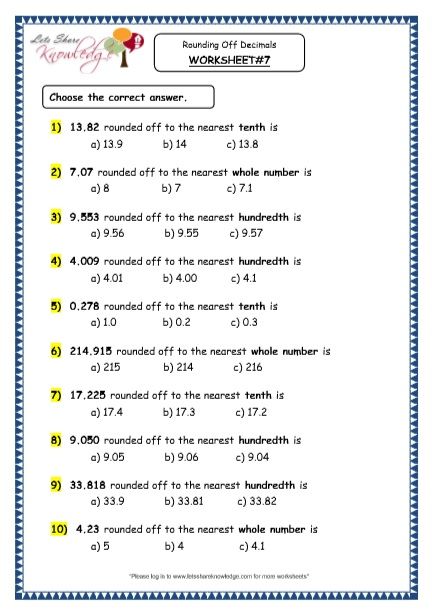 Grade 4 Maths Resources (3.4 Rounding Off Decimals Printable Worksheets) Rounding Off Worksheets Grade 4, Rounding Worksheets 4th Grade, Rounding Numbers 4th Grade, Decimal Worksheets For 4th Grade, Decimal Worksheets 5th Grades, Rounding Decimals 5th Grade, Math Revision, Rounding Decimals Worksheet, Rounding Worksheets