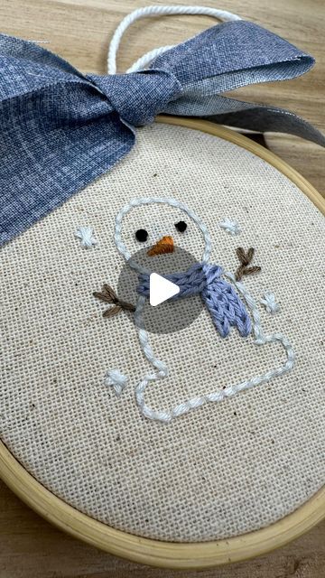 Valeri • Homestead & Thread • Hand Embroidery on Instagram: "Comment “Holly” below for a links to the pattern sets and free ornament shapes PDF. 🪡🧵⛄️

I think this is my favorite pattern from this Stick & Stitch set. 

Watch for the Reverse Chain Stitch tutorial to re-create this cute snowman’s scarf.

Don’t forget to save and ❤️ this post for the mini stitch guide. 👇🏼

Stitch time: 30 minutes
Strands: 4 strands of DMC cotton embroidery floss throughout except for his scarf, which was 6 strands.
DMC Thread Colors: 159, 310, 840, 3853, BLANC
Embroidery Stitches: Back Stitch, Straight Stitch, French Knot, Satin Stitch and Reverse Chain.
Needle: Size 24, Chenille, Sharp End
Hoop: 3”" Stick And Stitch Embroidery Patterns, Snowman Embroidery Patterns, Chain Stitch Tutorial, Reverse Chain Stitch, Ornament Shapes, Snowman Embroidery, Stitch Guide, Stitch Tutorial, Thread Colors