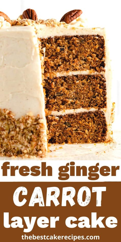 Indulge in a moist and flavorful ginger carrot cake with the perfect balance of sweetness and spice. Impress your guests or treat yourself. Spice Carrot Cake Recipes, Carrot Ginger Cake, Apple Carrot Cake Recipe, Unique Carrot Cake, Spicy Carrot Cake, Ginger Cake Recipe, Ginger Cakes, Ginger Desserts, Bake Off Recipes