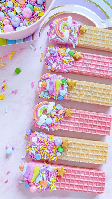 Unicorn Birthday Party Rainbow, Unicorn Party Treats Ideas, Sweet Six Party Ideas, One Sweet Treat Birthday, Pastel Rainbow Party Food Ideas, Unicorn Birthday Party Desserts, Four Sweet Birthday, 7 Is Sweet Birthday, Unicorn Treat Ideas