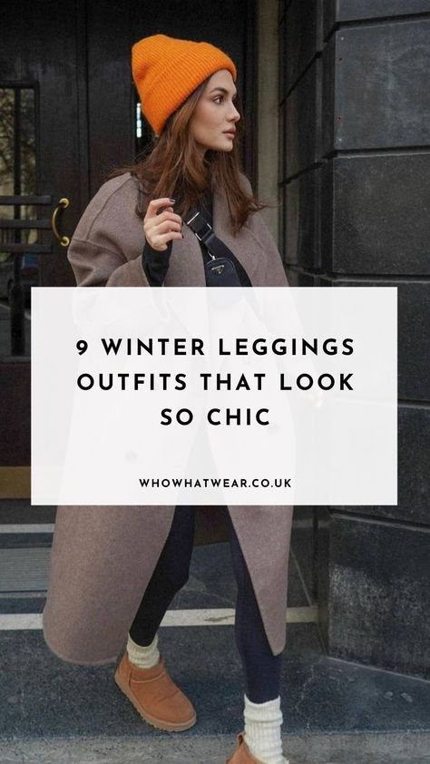 Casual Walking Outfit Winter, Leggings Dress Outfit Winter, Casual Winter Legging Outfits, Legging Winter Outfits Casual, Leggings And Skirt Outfit Winter, Hoka Outfit Winter, Cozy Leggings Outfit Winter, Cold Weather Outfits Winter Casual, Winter School Run Outfits