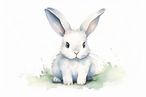 Photo set of white rabbit painted in wat... | Premium Photo #Freepik #photo #hare #cute-rabbit #watercolor-rabbit #white-rabbit White Rabbit Watercolor, White Rabbit Painting, Rabbit Watercolor, Watercolor Rabbit, Wood Slice Decor, Rabbit White, Forest Drawing, Rabbit Painting, Reference Pics