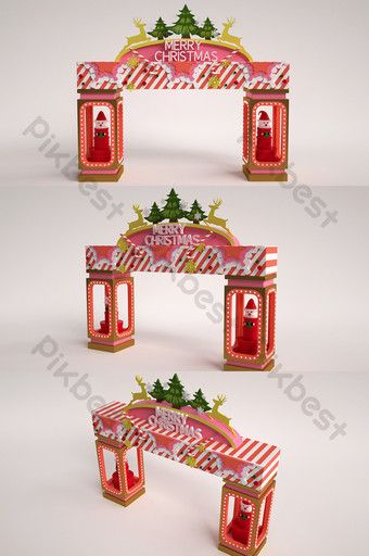 Gingerbread Themed Christmas Decor, Creative Gingerbread House Ideas, Creative Gingerbread House, Christmas Holidays Decorations, Gingerbread Themed Christmas, Door Head, Christmas Arch, Christmas Booth, Pink Cartoon