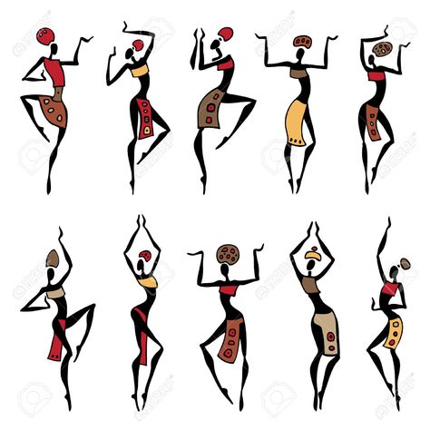 Dance Illustration, Yoga Kunst, Living Sculpture, Dancing Woman, Warli Art, African Women Art, طابع بريدي, African Paintings, Afrique Art