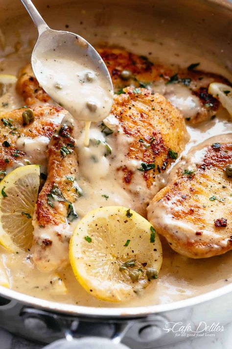 Creamy Lemon Parmesan Chicken Creamy Lemon Parmesan Chicken, Lemon Parmesan Chicken, Chicken In Oven, No Heavy Cream, Creamy Lemon Sauce, Chicken Entrees, Parmesan Chicken, Chicken Piccata, Lemon Sauce