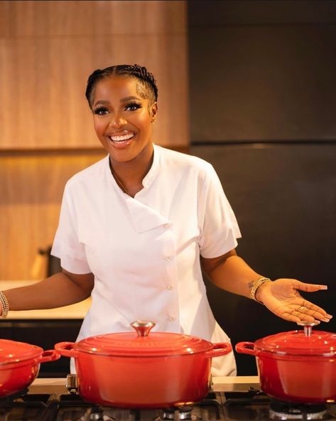 Hilda Baci in a chef's robe, posing with her cooking utensils. Hilda Baci, Nigerian Food, Guinness World Records, Record Holder, World Record, Culinary Skills, Cooking Show, Food Culture, Food Festival