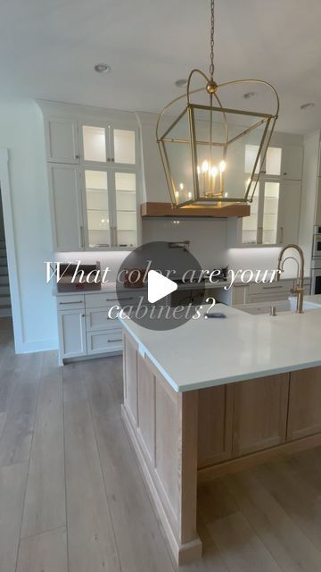 White Oak Kitchen Island Ideas, Kitchen White Oak Island, White And White Oak Kitchen Cabinets, White Kitchen With White Oak Island, White Kitchen With Oak Island, Stained Island White Cabinets, White Oak Island Kitchen, White Oak Cabinet Stain Colors, White Oak Kitchen Island