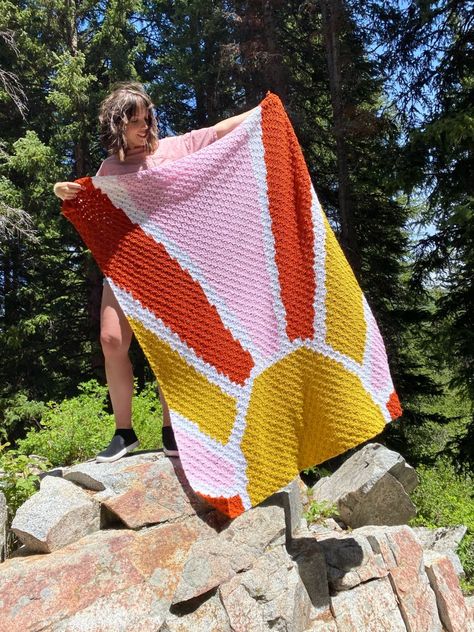 Hello Sunshine Afghan C2c Crochet Blanket Pattern, Pullover Sweaters Pattern, C2c Crochet Blanket, Crochet Hoodie, Crochet Blanket Pattern, Crochet Business, C2c Crochet, Afghan Pattern, Hello Sunshine