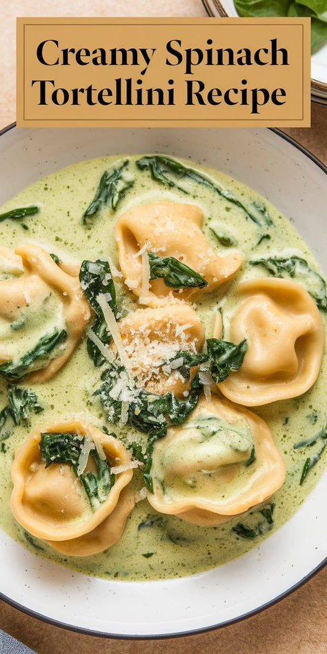 This Creamy Spinach Tortellini is a simple yet delicious meal. Spinach-filled tortellini in a creamy, savory sauce makes it the perfect weeknight dinner or a special treat. Boursin Tortellini Spinach, Trader Joe’s Spinach Tortellini, Mediterranean Tortellini Recipes, Tortellini And Spinach Recipes, Tortellini Spinach Recipes, Tortolini Recipes, Spinach Tortellini Recipes, Tortolini Recipe, Tortellini Sauce Recipes