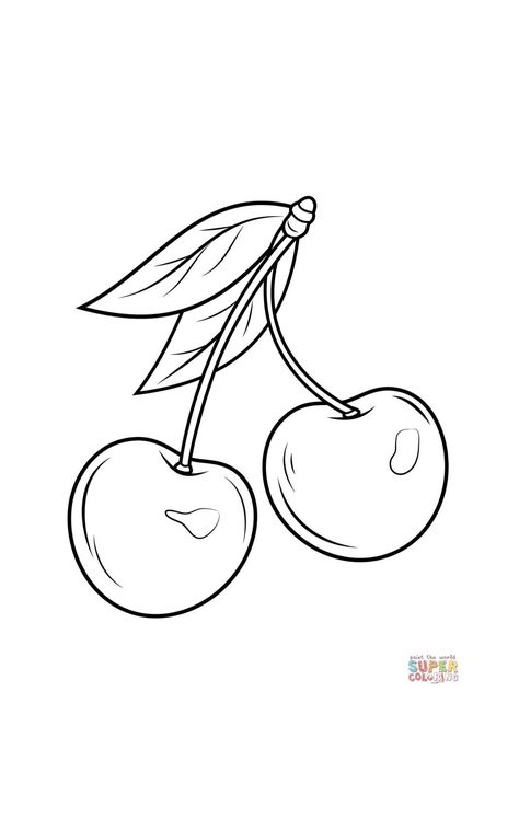 Cool Cherry Tattoo, Cherry Drawing Tattoo, Cherry Tattoo Designs Ideas, Cherries Tattoo Design, Cherry Flash Tattoo, Cherry Tattoo Stencil, Cherries Outline, Cherry Tattoo Outline, Cherry Stencil