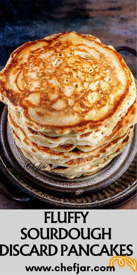 Make the most of your sourdough discard with these Fluffy Sourdough Discard Pancakes! Light and airy, they're a delicious way to start your morning. Best Fluffy Pancakes, Sourdough Discard Pancakes, Discard Pancakes, Foccacia Recipe, Sourdough Pancakes Recipe, Sourdough Starter Discard, Recipe Using Sourdough Starter, Easy Crepe Recipe, Sourdough Pancakes