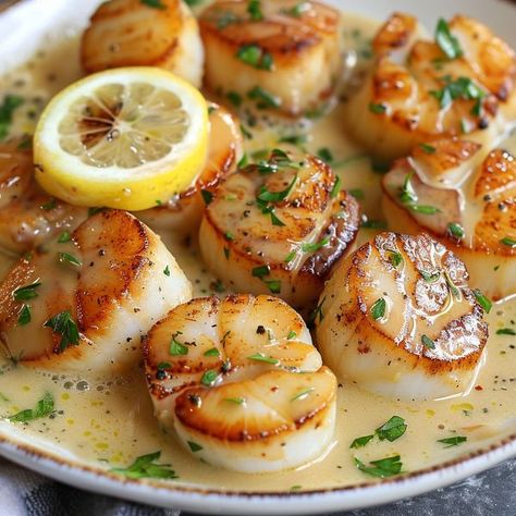 Lily's Bites Lilys Bites, Lemon Wine Sauce, Lemon Wine, Fresh Scallops, Williamsburg Christmas, Seafood Dish Recipes, Scallop Dishes, Kitchen Traditional, Best Seafood Recipes