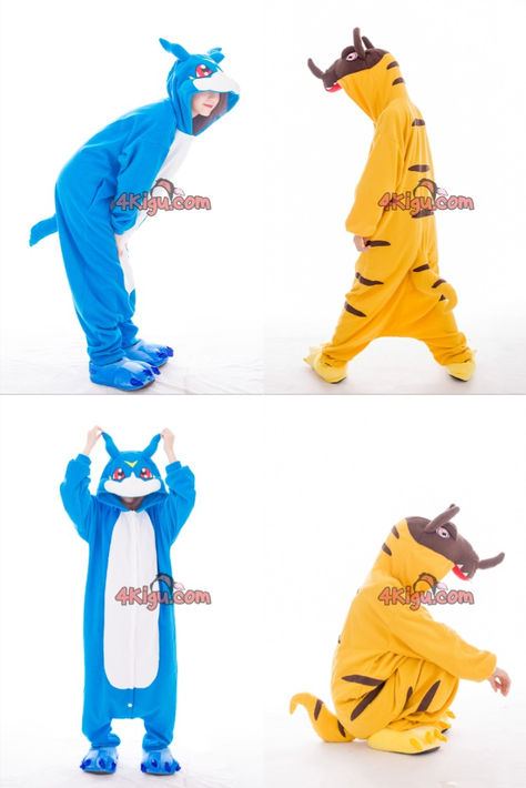 "Channel Your Inner Heroes: V-mon & Greymon Kigurumi Costumes for an Epic Halloween!" Togapee Pokemon Costume, Pokemon Mascot Costume, Kigurumi Fursuit, Pokemon Kigurumi, Digimon Cosplay, Kigurumi Mask Fursuit, Onesie Costumes, Adult Costumes, Digimon