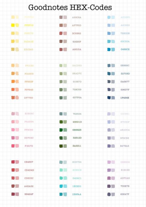 Good Notes Presets, Hex Code Color Palette Pastel, Digital Planner Color Palette, Notability Color Palette, Cute Ipad Notes, Goodnote Template Sticker, Good Notes Fonts, Good Notes Ideas, Goodnotes Pen Color Code